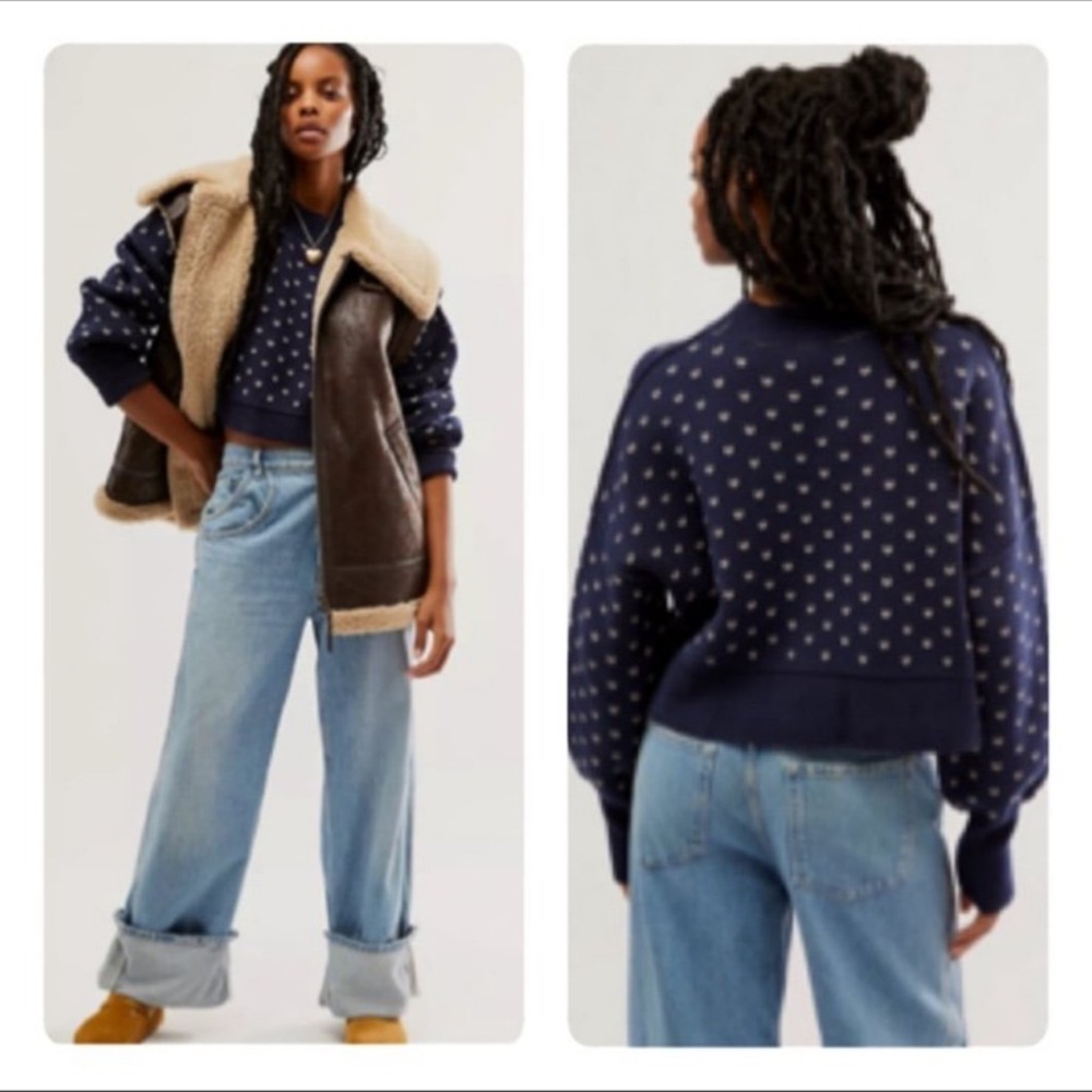 Free People EASY STREET PATTERNED CROP SWEATER - Picture 10 of 13